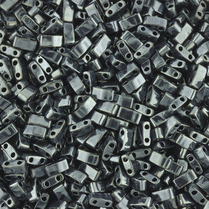 TLH464 Haematite Miyuki Half Tila Beads