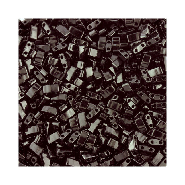 TLH401 Opaque Black Miyuki Half Tila Beads