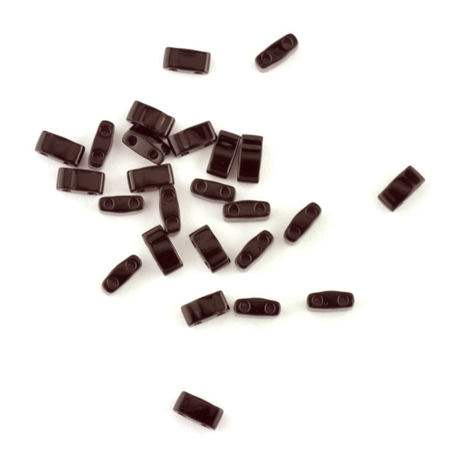TLH401 Opaque Black Miyuki Half Tila Beads