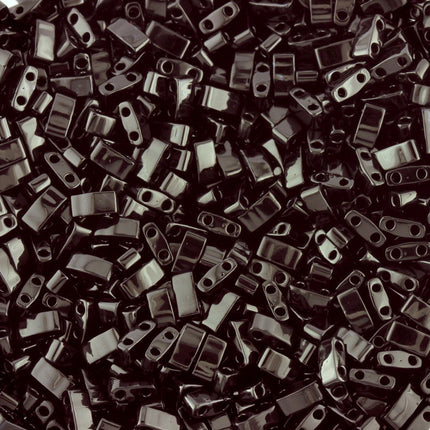 TLH401 Opaque Black Miyuki Half Tila Beads