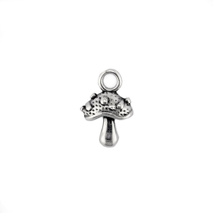 Mushroom Charm Pendant Antique Silver