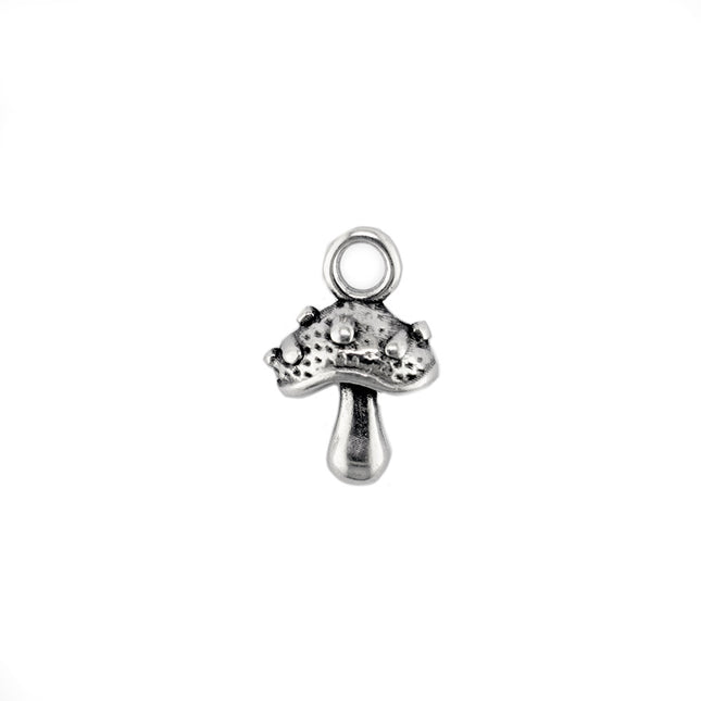 Mushroom Charm Pendant Antique Silver