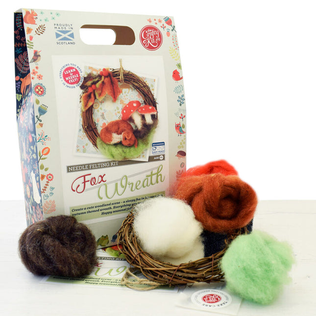 The Crafty Kit Co Autumn Fox Wreath Needle Felting Kit