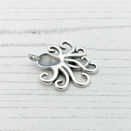 Octopus Pendant Charm Antique Silver