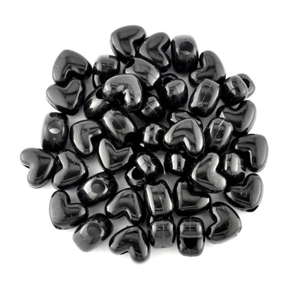 Opaque Plastic Heart Bead Black