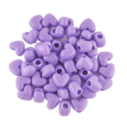 Opaque Plastic Heart Bead Lt Purple