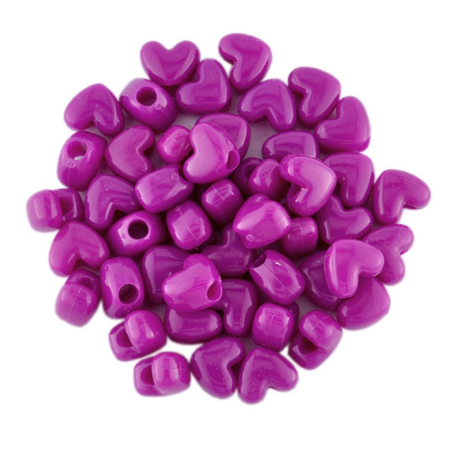 Opaque Mulberry Plastic Heart Bead