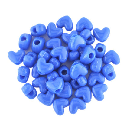 Opaque Plastic Heart Bead Neon Blue