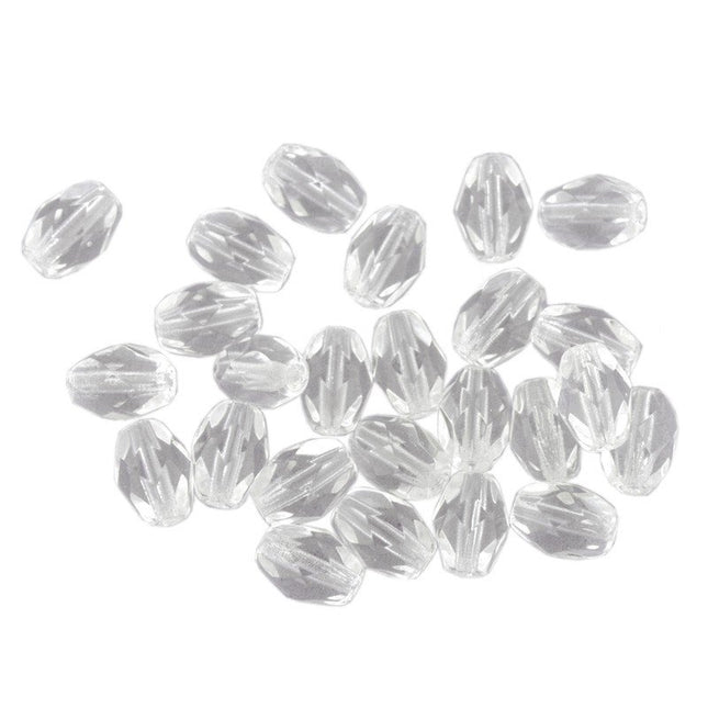 Czech glass faceted oval beads clear crystal