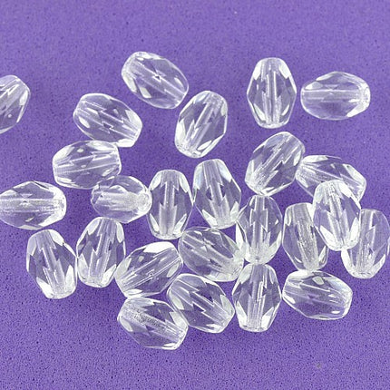 Czech Glass Faceted Oval Beads Crystal