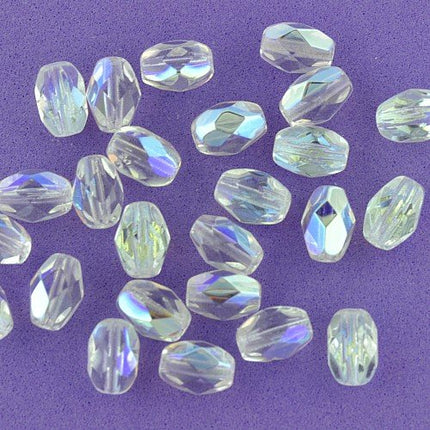 Czech Faceted Glass Oval Bead Crystal AB