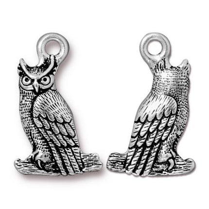 Owl Charm Antique Silver