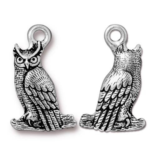 Owl Charm Antique Silver