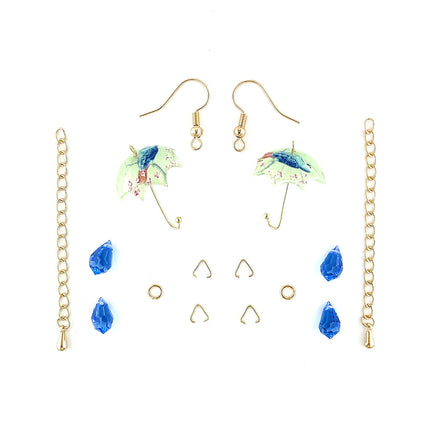 Parrot and Sapphire rainy day earrings - material pack
