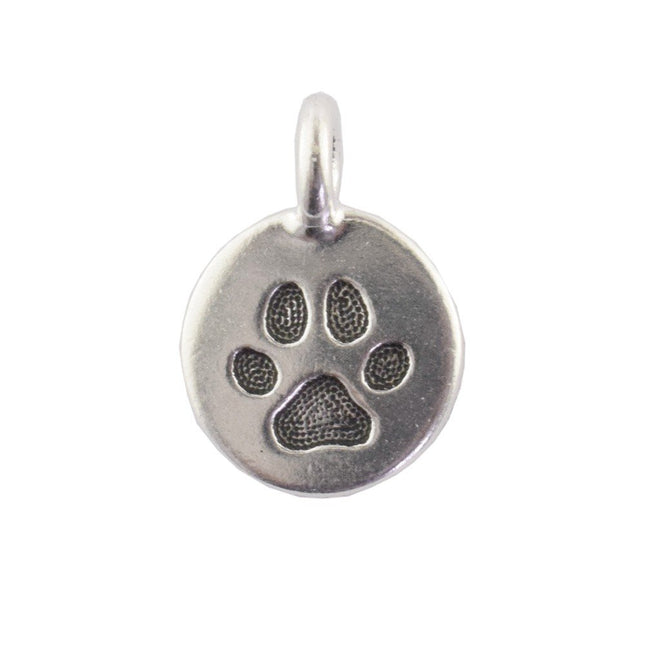 Tierracast Paw Print Charm Antique Silver