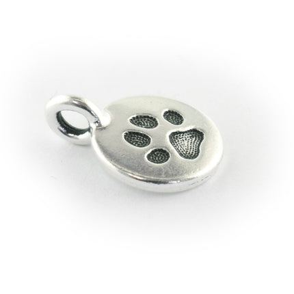 Tierracast Paw Print Charm Antique Silver