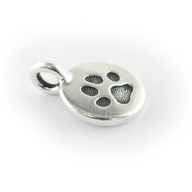 Tierracast Paw Print Charm Antique Silver