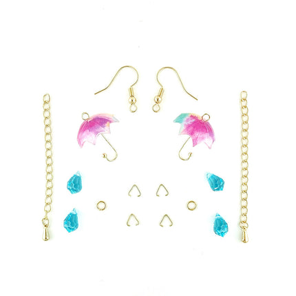 Pink and Aqua Boho rainy day earrings - Material Pack