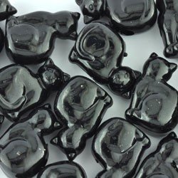 Plastic Opaque Cat Bead Black