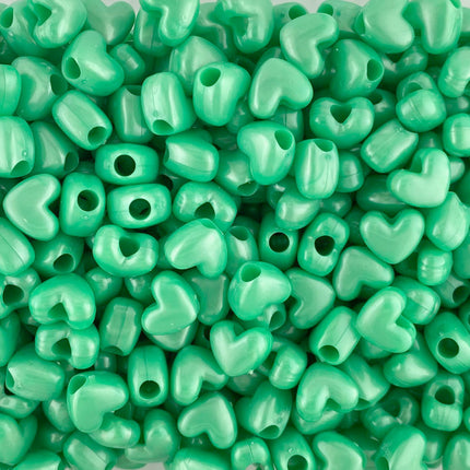 Pearl Green Plastic Heart Bead