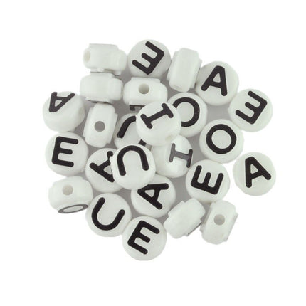 Black & White Vowel Beads Mix