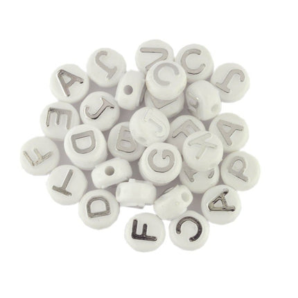 Silver & White Letter Beads Mix