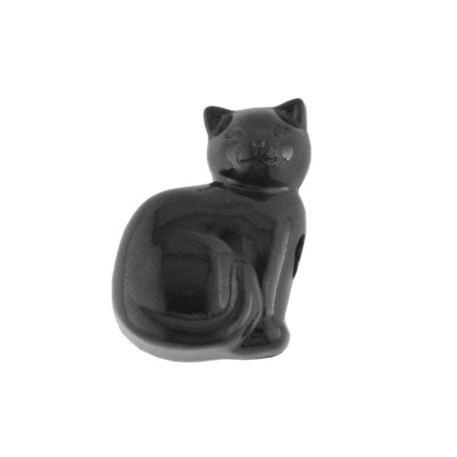 Plastic Opaque Cat Bead Black