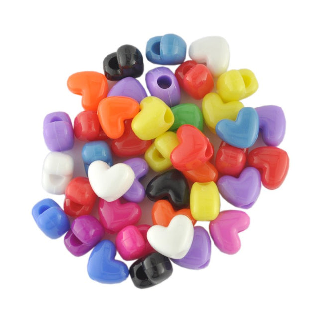Opaque Plastic Heart Bead Mix