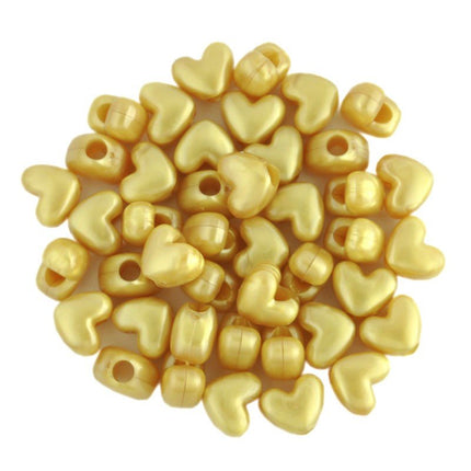 Pearl Plastic Heart Bead Gold