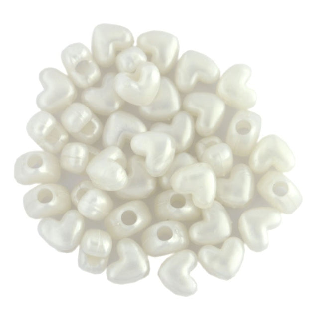 Pearl Plastic Heart Bead Ivory