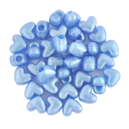 Pearl Plastic Heart Bead Dark Blue