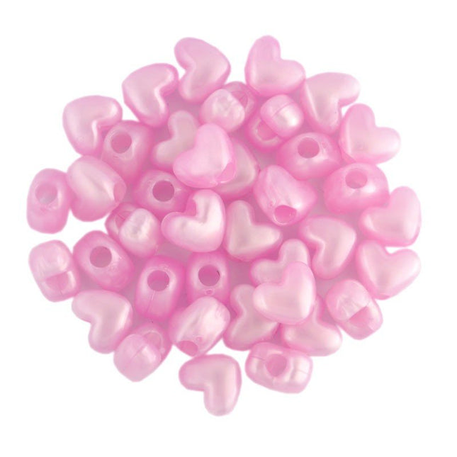 Pearl Plastic Heart Bead Lt. Pink