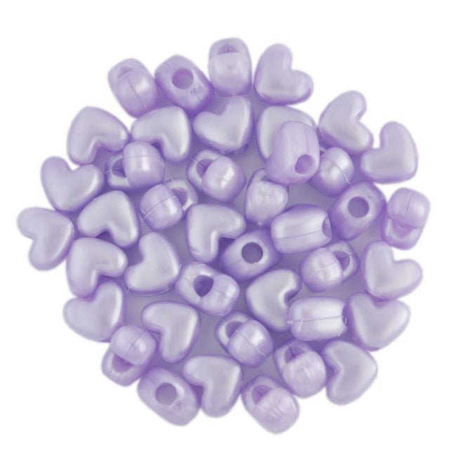 Pearl Plastic Heart Bead Lilac
