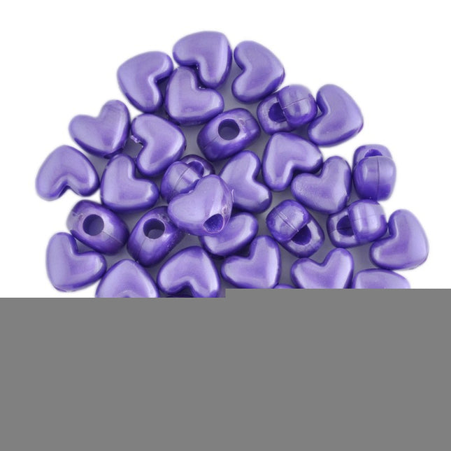 Pearl Plastic Heart Bead Purple