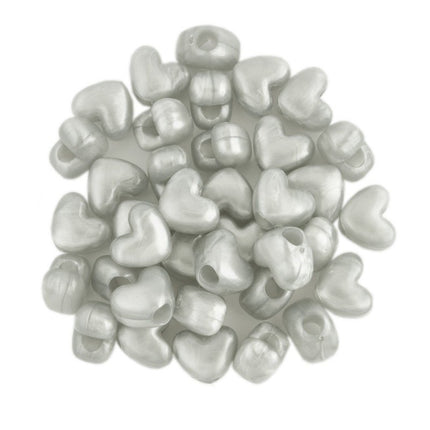 Pearl Plastic Heart Bead Silver Grey