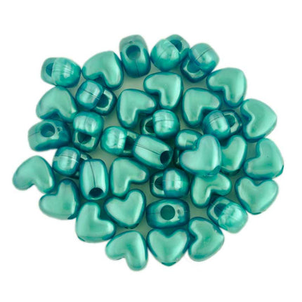 Pearl Plastic Heart Bead Teal