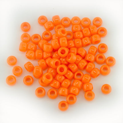 Opaque Plastic Pony Bead Neon Orange