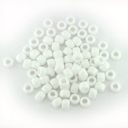 Opaque White Plastic Pony Bead - 200