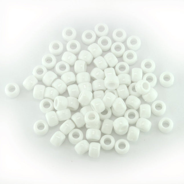 Opaque White Plastic Pony Bead - 200
