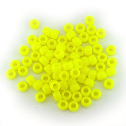 Opaque Neon Yellow Plastic Pony Bead