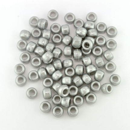 Pearl Plastic Pony Bead Silver Grey