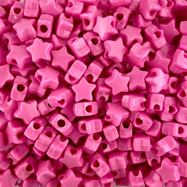 Opaque Pink Plastic Star Bead