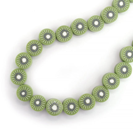 string of polymer clay kiwi beads