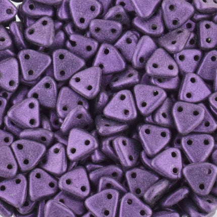 6mm Iridescent Purple 2 Hole Triangle Beads - 50