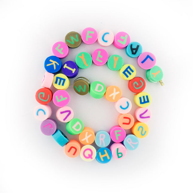Polymer Clay Alphabet Round Beads