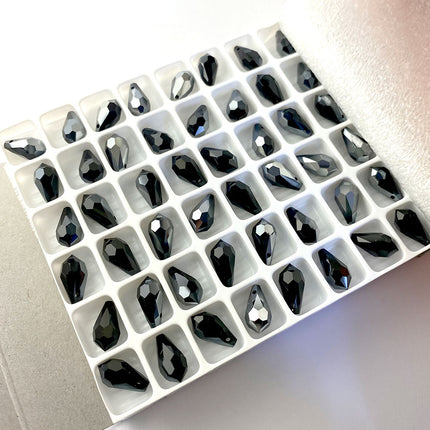 Drop Crystal Pendant Jet Hematite