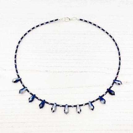 Drop Crystal Pendant Jet Hematite necklace inspiration