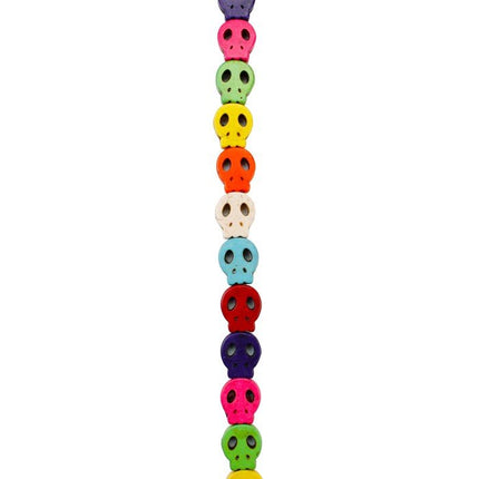 Rainbow Howlite Flat Semi-Precious Skull Beads