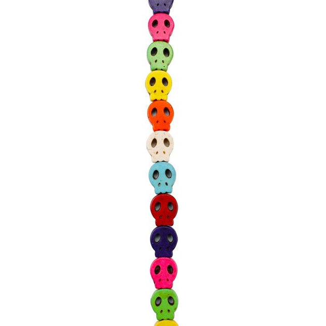 Rainbow Howlite Flat Semi-Precious Skull Beads