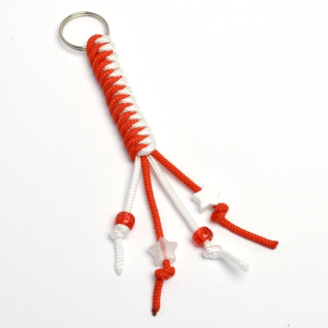 Red and White Keyring Paracord Snake Knot Kit